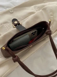 搭扣裝飾法棍包 - 棕色 - 查看 6