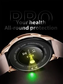 1pc Men Women Pink Strap Sporty Heart Rate Monitor Blood Pressure Monitor Round Dial Smart Watch & 1pc Replacement Watchband, For Daily Decoration - Pink - View 5