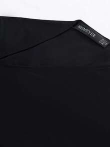 Vestido ajustado de cuello asimétrico fruncido - Negro - Ver 5