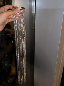 Rhinestone tua rua trang trí tóc clip - Bạc - Xem 5