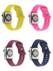4pcs Plain Watchband Compatible With Apple Watch - Multicolor - View 2