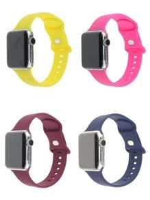 4pcs Plain Watchband Compatible With Apple Watch - Multicolor - View 4