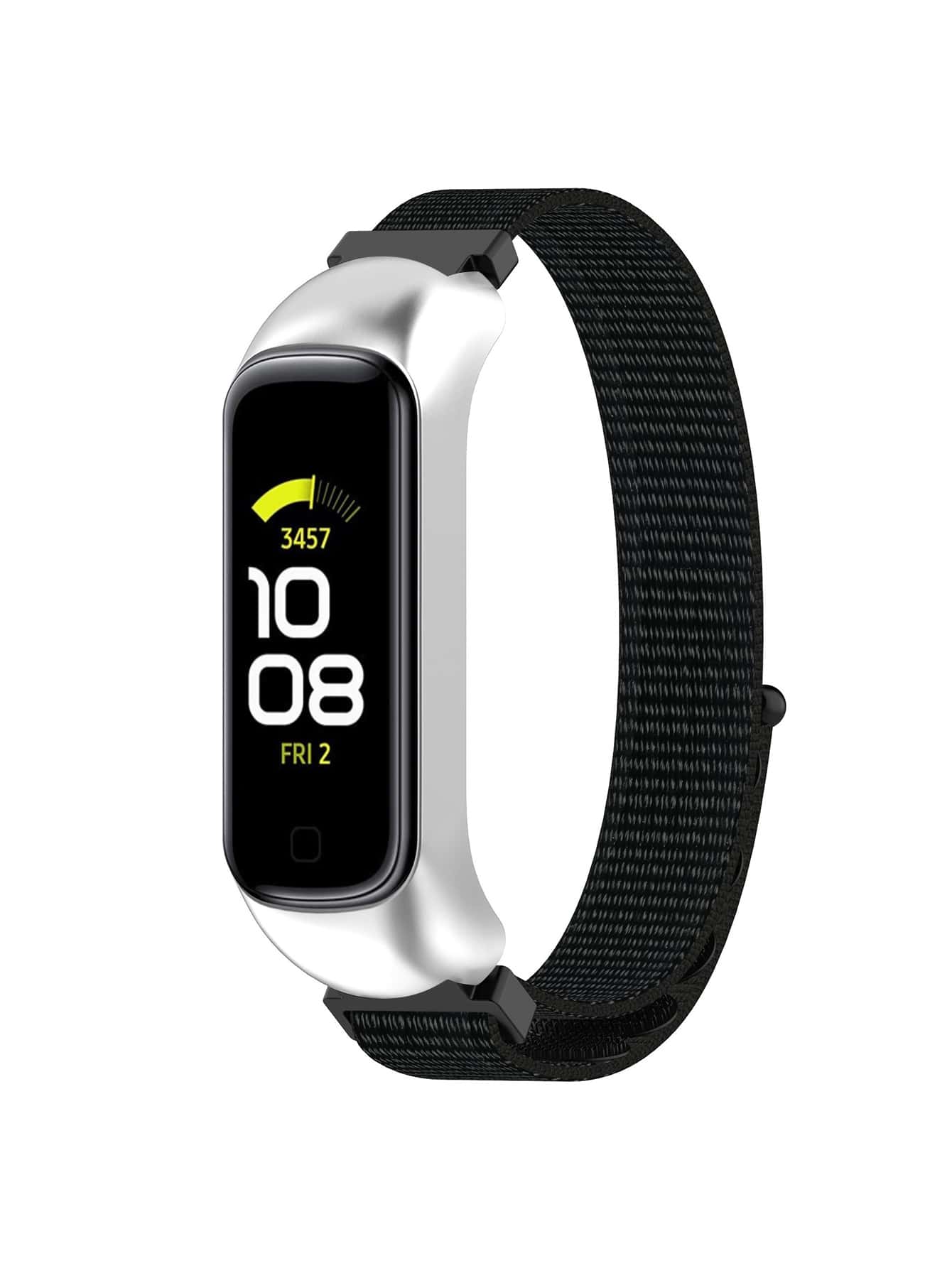 Nylon Loop Watch Band With Case Replacement Compatible With Samsung Galaxy Fit 2-R220 Watch Strap - Black - View 1