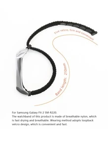Nylon Loop Watch Band With Case Replacement Compatible With Samsung Galaxy Fit 2-R220 Watch Strap - Black - View 4