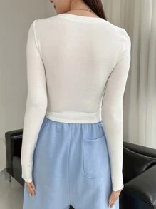 DAZY Bản in khẩu hiệu & Mèo Áo phông Crop - trắng - Xem 2