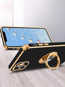 Funda protectora con sujeción magnética compatible con iPhone 16, 15 Pro Max, 14, 13, 12, 11, X, XR, XS Max, 7, 8, 8 Plus, con soporte de anillo dorado 6D