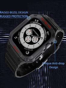 1入組兼容 Apple 智能手錶 Tpu 錶帶，帶保護殼，適用於 41 毫米 44 毫米 45 毫米/超 49 毫米 - 黑色 - 查看 3