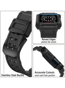 1入組兼容 Apple 智能手錶 Tpu 錶帶，帶保護殼，適用於 41 毫米 44 毫米 45 毫米/超 49 毫米 - 黑色 - 查看 5