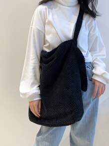 Minimalist Hobo Bag - Black - View 1