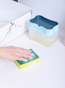 1pc Dish Soap Dispenser And Sponge Holder, Metallic Silvery For Kitchen Sink, No Sponge - Multicolor - View 2