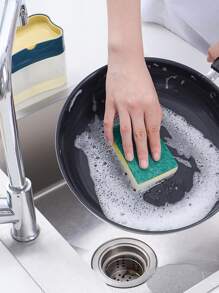 1pc Dish Soap Dispenser And Sponge Holder, Metallic Silvery For Kitchen Sink, No Sponge - Multicolor - View 4