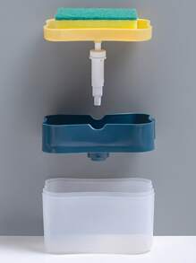 1pc Dish Soap Dispenser And Sponge Holder, Metallic Silvery For Kitchen Sink, No Sponge - Multicolor - View 5