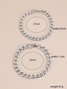 2入組/套時尚極簡手環適用於情侶日常裝飾 - 銀色 - 查看 4