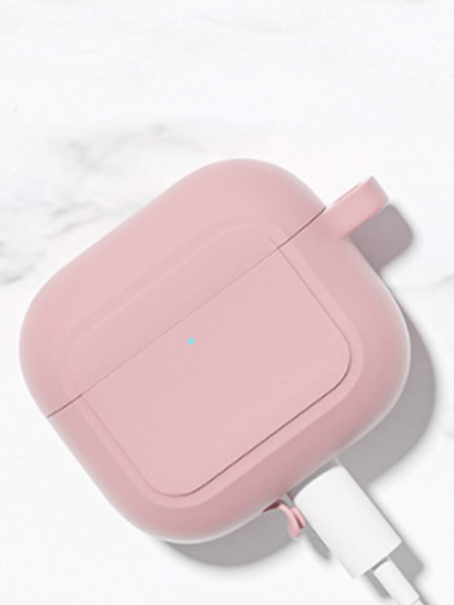 Funda de auriculares liso complatible con Airpods - Rosa - Ver 1