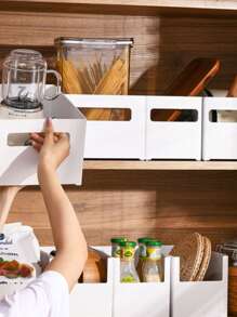 1pc Giỏ lưu trữ máy tính để bàn trơn - trắng - Xem 1