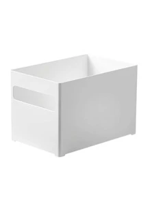 1pc Giỏ lưu trữ máy tính để bàn trơn - trắng - Xem 3