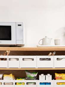 1pc Giỏ lưu trữ máy tính để bàn trơn - trắng - Xem 6