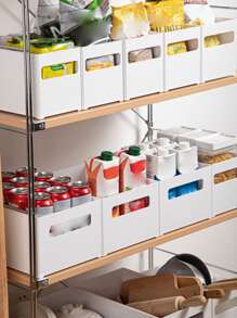 1pc Giỏ lưu trữ máy tính để bàn trơn - trắng - Xem 7