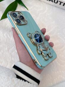 Plating Phone Case With Astronaut Design Phone Holder - Mint Green - View 2