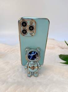 Plating Phone Case With Astronaut Design Phone Holder - Mint Green - View 3