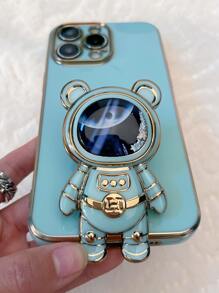 Plating Phone Case With Astronaut Design Phone Holder - Mint Green - View 4
