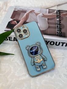 Plating Phone Case With Astronaut Design Phone Holder - Mint Green - View 5