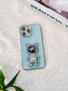 Plating Phone Case With Astronaut Design Phone Holder - Mint Green - View 6