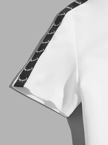 Manfinity Men Letter Graphic Contrast Side Seam Tee & Drawstring Waist Shorts - Black and White - View 4