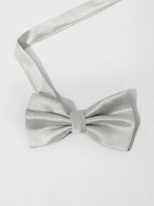 1入輕鬆休閒男士淺灰色格子蝴蝶結,適用於校園日常搭配 - 淺灰色 - 查看 3