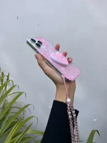 适用于 16 的心形镜子和支架；适用于三星 Galaxy S24u/A05/A35/A15/A25/A24/S23fe/A12345/12345 系列；适用于苹果 14 Pro Max/15/13/12/11/7/8/Xs Max R；适用于 Moto G5G 2022/G Stylus/G Play/Power 系列情侣手机壳，国际版，非国内版 - 粉色 - 查看 5