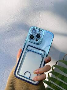 电镀手机壳带卡槽，国际版，非国内版 - 寶藍色 - 查看 5