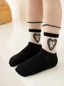 5 đôi Vớ thủy thủ đoàn họa tiết trái tim cho bé gái mới tập đi - Nhiều màu - Xem 6