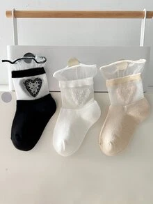 5 đôi Vớ thủy thủ đoàn họa tiết trái tim cho bé gái mới tập đi - Nhiều màu - Xem 8