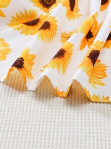 Bebé Vestido con estampado floral con lazo delantero de cuello asimétrico - Multicolor - Ver 4