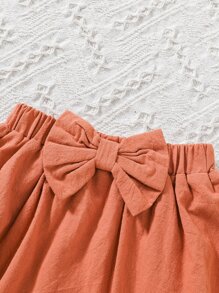 Baby Girl Floral Embroidery Ruffle Trim Keyhole Back Top & Bow Front Skirt - Multicolor - View 6