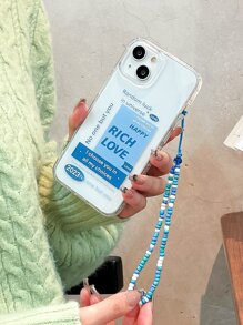 字母圖案透明手機殼附帶繩子 - 彩色 - 查看 1