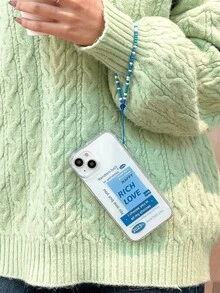 字母圖案透明手機殼附帶繩子 - 彩色 - 查看 2