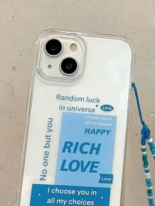 字母圖案透明手機殼附帶繩子 - 彩色 - 查看 5