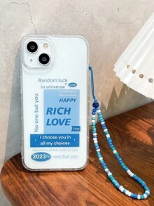 字母圖案透明手機殼附帶繩子 - 彩色 - 查看 8