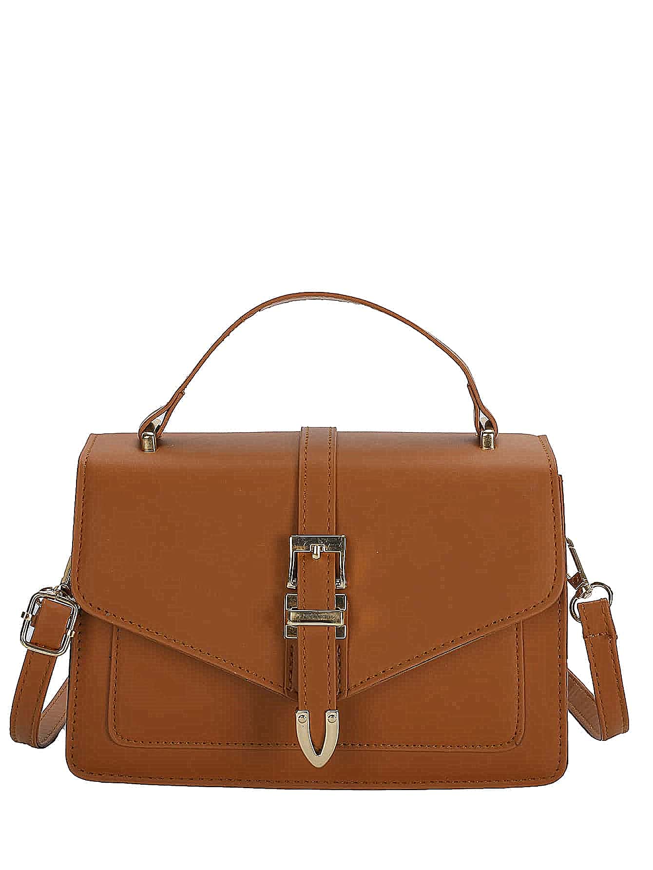 Bolsa cuadrada con diseño de hebilla con solapa - Marrón - Ver 1