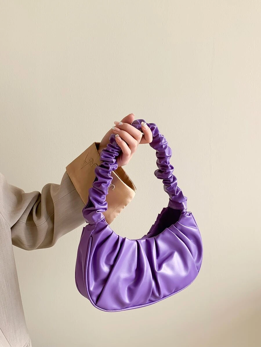 Minimalist Ruched Bag - Purple - View 1