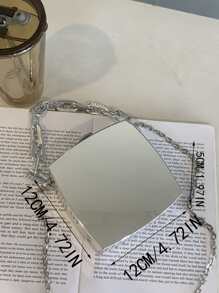 Box Tasche mit Mini metallisch Kette Dekor - Silber - Übersicht 5