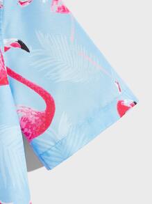 Manfinity RebelGame Men Oversized Flamingo Print Shirt, No T-Shirt - Baby Blue - View 3