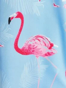 Manfinity RebelGame Men Oversized Flamingo Print Shirt, No T-Shirt - Baby Blue - View 4