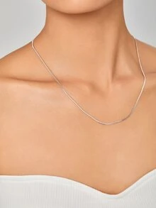 Minimalist Chain Necklace - Silver - View 2