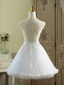 1 件女士松紧腰网眼衬裙，适合日常、洛丽塔、角色扮演、芭蕾舞裙和其他搭配的秋季女士服装 - 白色 - 查看 3