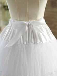 1 件女士松紧腰网眼衬裙，适合日常、洛丽塔、角色扮演、芭蕾舞裙和其他搭配的秋季女士服装 - 白色 - 查看 5