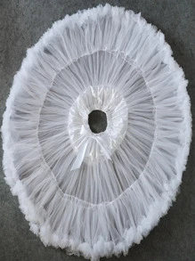 1 件女士松紧腰网眼衬裙，适合日常、洛丽塔、角色扮演、芭蕾舞裙和其他搭配的秋季女士服装 - 白色 - 查看 8