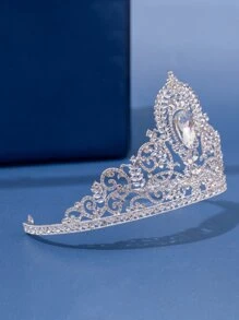 Rhinestone Crown Design Bride Headband - Gold - View 2