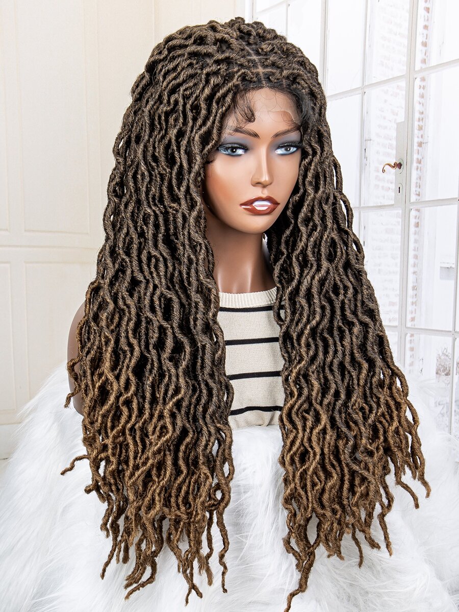 9*6 Lace Front Long Braided Synthetic Wig - Ombre - View 1